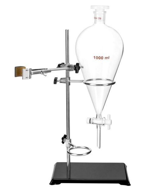 Embudo QWORK de 1000 ml con unión 24/29 + Soporte de Destilación