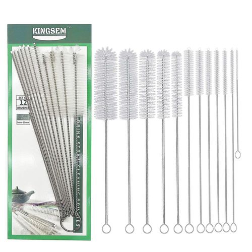 Cepillo limpiador de pajillas KINGSEM 12 piezas 2‑25 mm 16‑25 cm