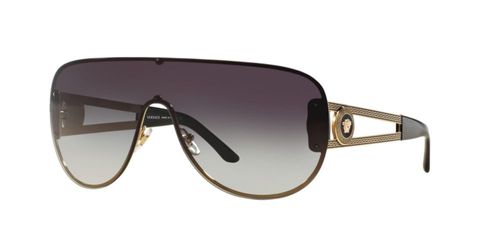 Gafas de sol Versace 0MM marco dorado pálido con lentes gris claro degradado a azul oscuro