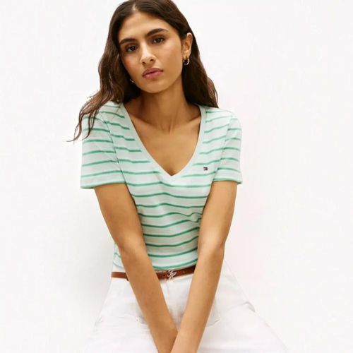 Blusa Tommy Hilfiger Verde Rayas Casual