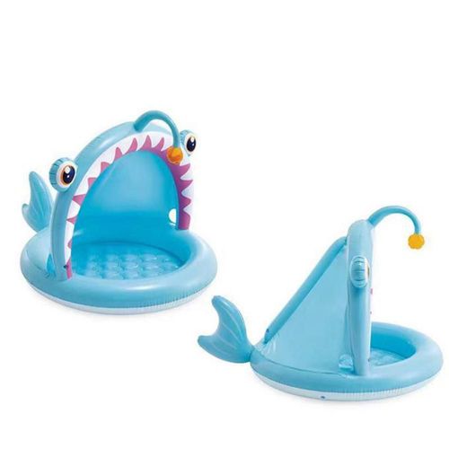 Alberca Inflable con Sombrilla de Pez Linterna para Niños,Piscina de PVC Reforzado con Toldo de Pez Linterna.HOGAWAY