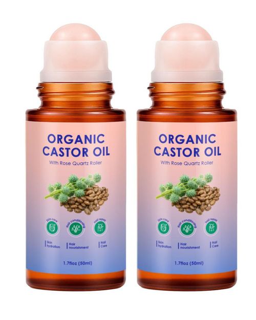 Aceite de Ricino Orgánico Roll‑On XPDGVS 2×50 ml Cuarzo Rosa