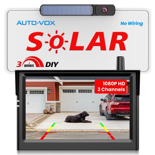 Cámara de visión trasera AUTO-VOX inalámbrica solar de 5" HD 1080P