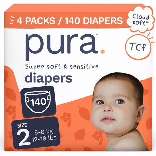 Pañales Pura talla 2 (5-8 kg) 140 unidades – Piel sensible