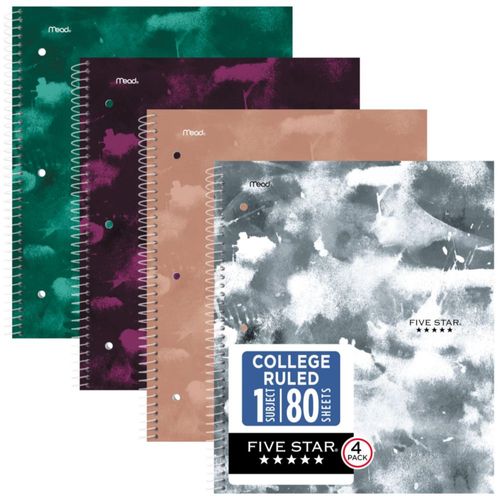 Cuadernos Five Star 21 cm 80 hojas paquete de 4 – diseño gráfico