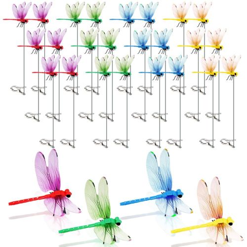 Cushry Clips de Libélula 24 unidades – Decoración para jardín