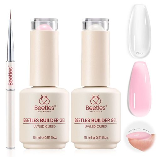 Gel Constructor Beetles – Pack de 2 de 15 ml (Transparente y Rosa Jelly)