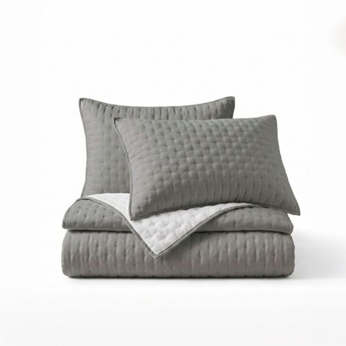 Smart Bamboo Colcha Bliss Gris y Blanco Queen Size