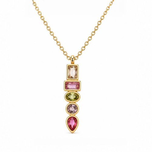 Moon & Self Collar Mujer Gargantilla Zenit Dije Cristales Colores Oro 18K