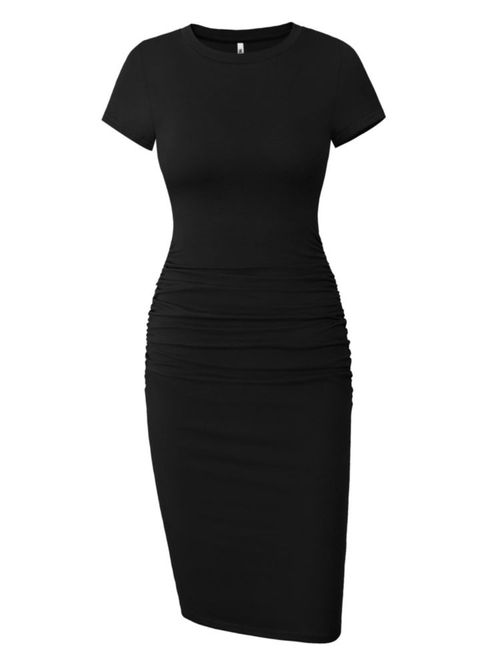 Vestido Missufe de largo a la rodilla cuerpo entallado (negro)