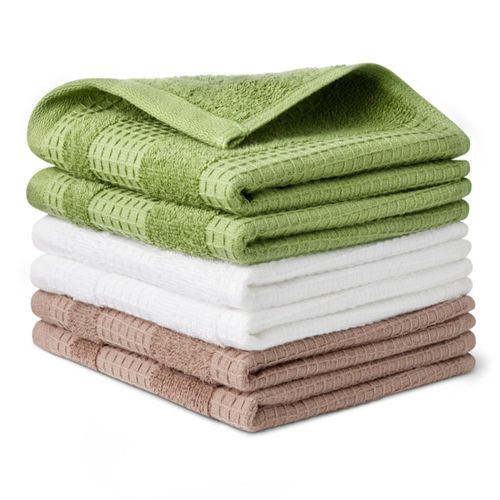 Paños de cocina Amazon Basics 30 cm Pack de 6 (Marrón Verde Oliva Azul Marino)