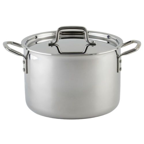 Cacerola de Triple Capa Winco 8 L Plata para Inducción