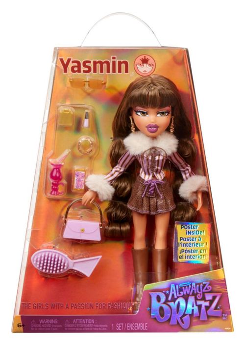Muñeca de moda Bratz Alwayz Yasmin con 10 accesorios y póster