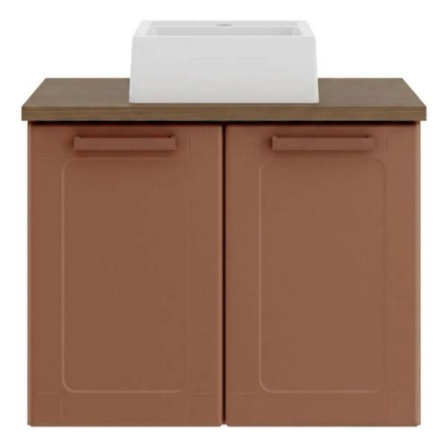 Mueble Gabinete para Baño Bertolini 8006 Flotante Terracota con 2 puertas y Lavabo