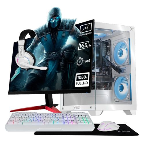 Xtreme pc rx 7600 ryzen 5 16gb ssd 1tb monitor 23.8 white