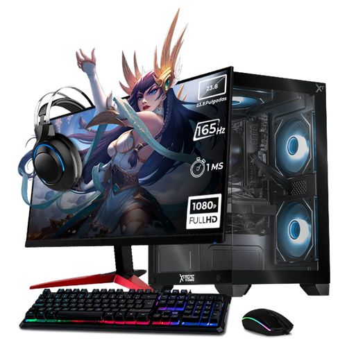 Xtreme pc rx 7600 ryzen 5 16gb ssd 1tb monitor 23.8 black