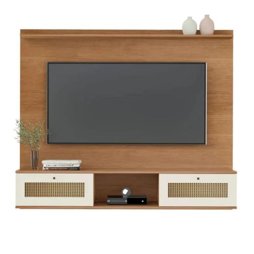 Mueble Panel para TV Bertolini Trama hasta 65 Pulgadas 2 cajones Cinamomo Off White