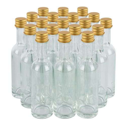 Botella de vidrio PELLAH GOODS 50 ml paquete de 24 con tapas doradas
