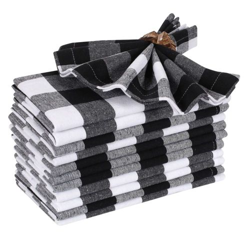 Servilletas de Tela Ramanta Home 46 cm Negro y Blanco - Pack de 12