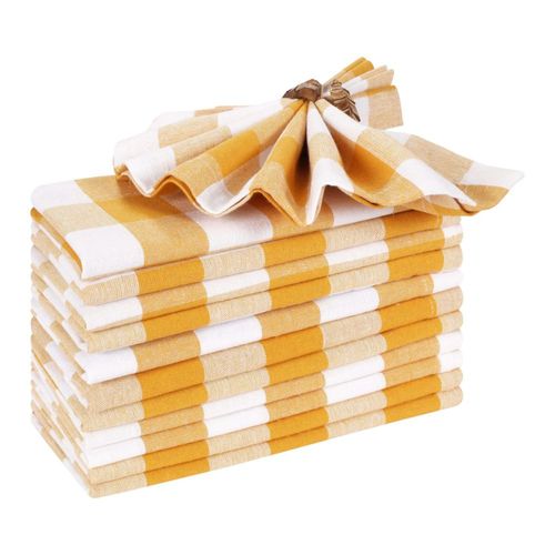 Servilletas de Tela Ramanta Home 46 cm Mostaza y Blanco 12 piezas