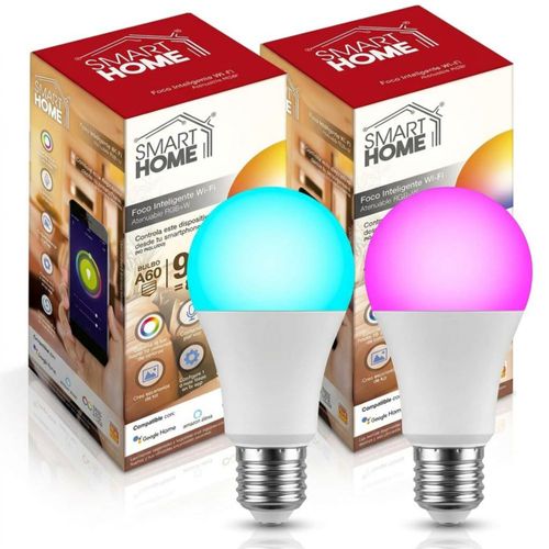 Paquete 2 Focos Smart LED WiFi Smart Home 9W RGB+W