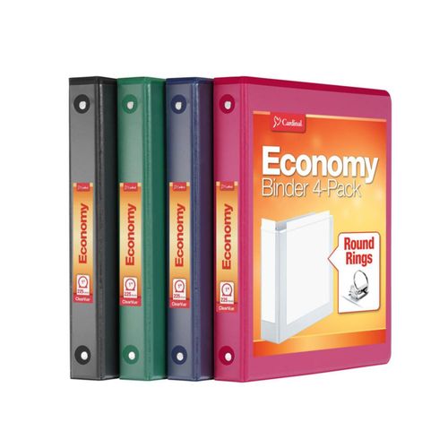 Carpeta de 3 anillas Cardinal 25 cm pack de 4 surtido