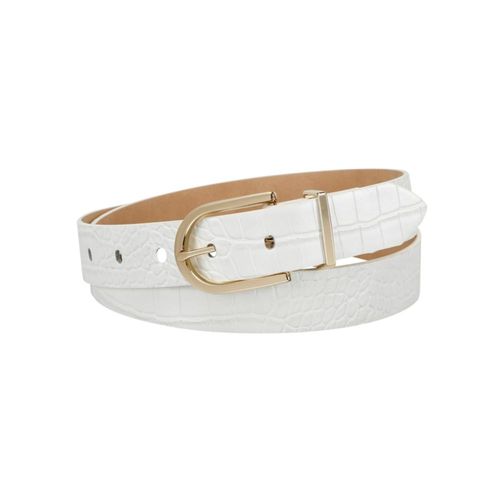 Cinturón Calvin Klein de Mujer de Cuero 3 cm Blanco con Textura de Cocodrilo