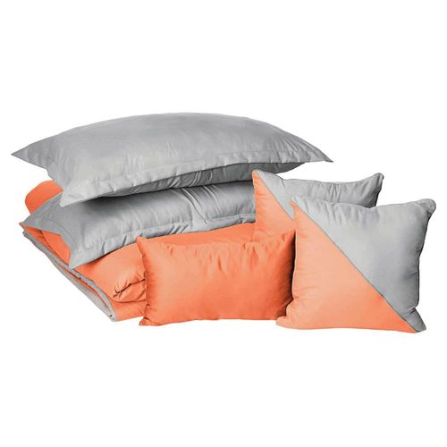 SET DE CAMA CORAL-GRIS MAT/QS