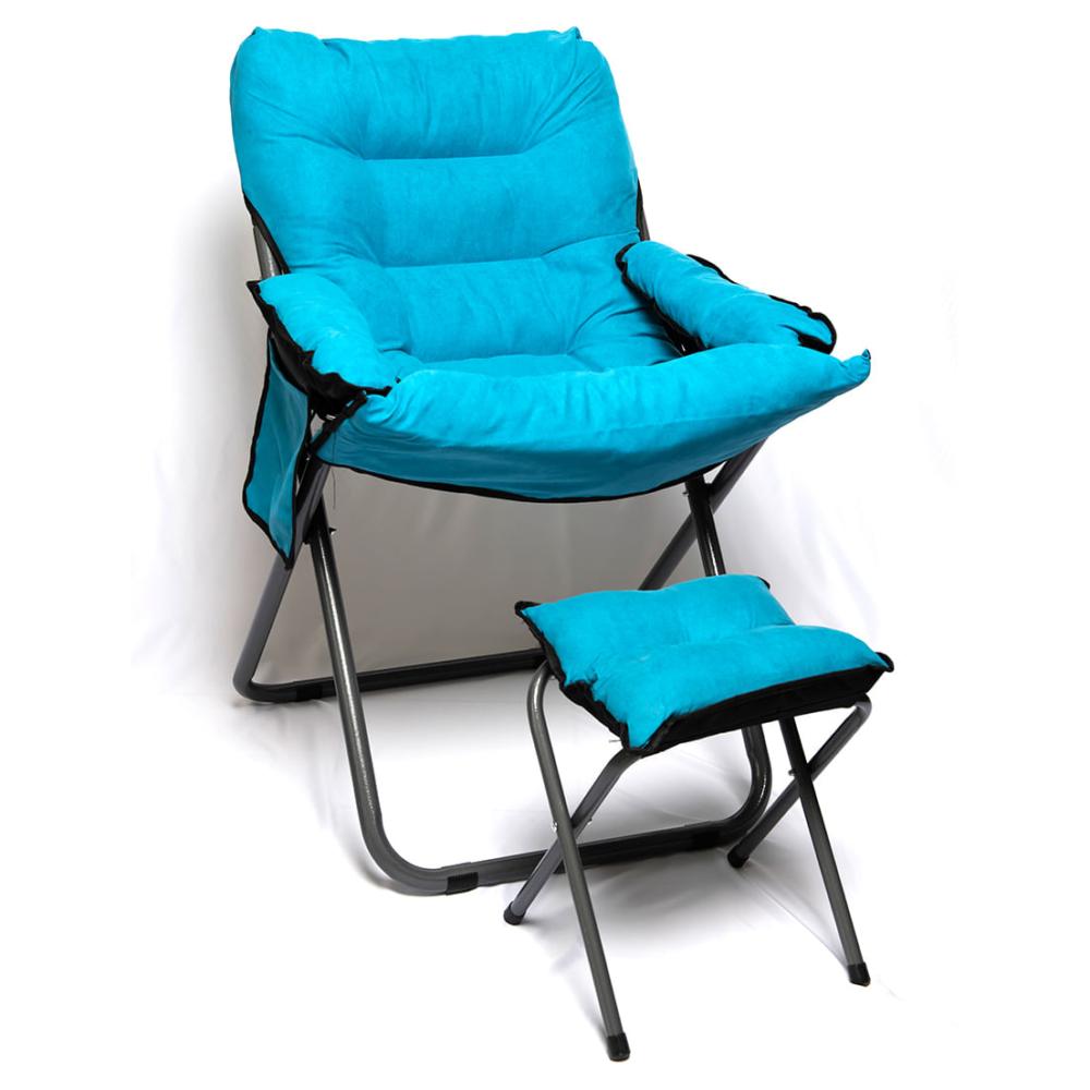 Silla plegable acolchada con taburete ilios innova silla plegable azul