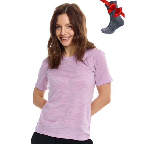 Camiseta Merino.tech talla XL color Lila Heather + Calcetines