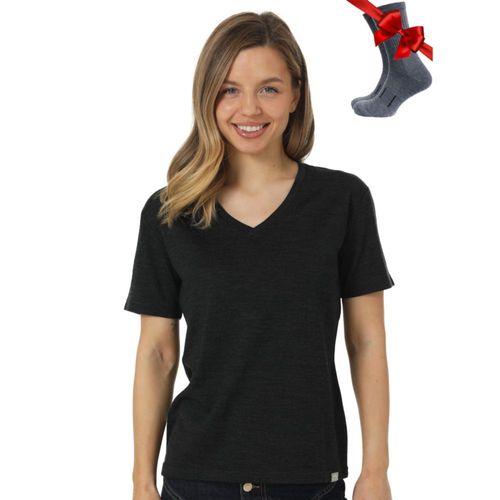 Camiseta Merino.tech Talla Media Gris Carbón Cuello en V