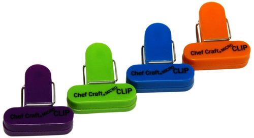 Clips para bolsas Chef Craft de 4 piezas púrpura naranja verde y azul