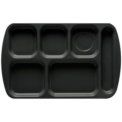 Bandeja GET 39 cm x 25 cm negra de 6 compartimentos (paquete de 4)