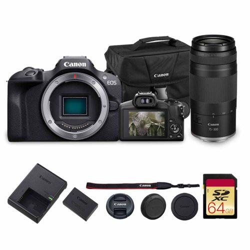 Cámara Canon EOS R100 24.1MP 4K UHD Kit RF 75-300mm