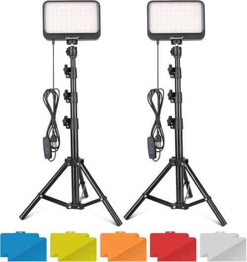 Kit de luces LED de vídeo uBeeSize regulable con soporte para trípode