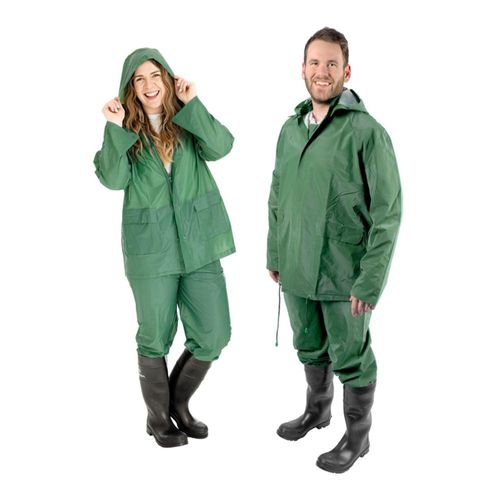 Traje de lluvia Stansport XL verde de vinilo - 3 piezas