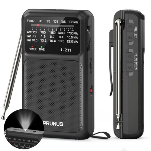 Radio portátil PRUNUS J-211 AM/FM con USB-C recargable