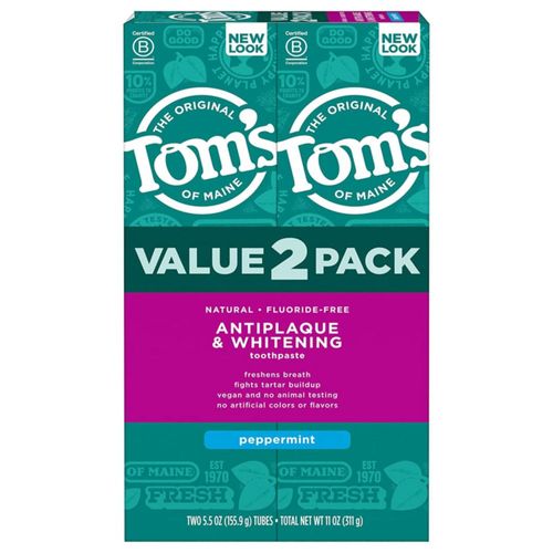 Pasta de dientes Tom's of Maine sin flúor antiplaca 160 ml x2