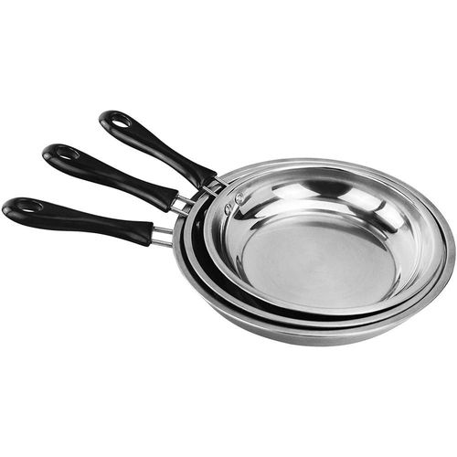Set de 3 sartenes de acero inoxidable co