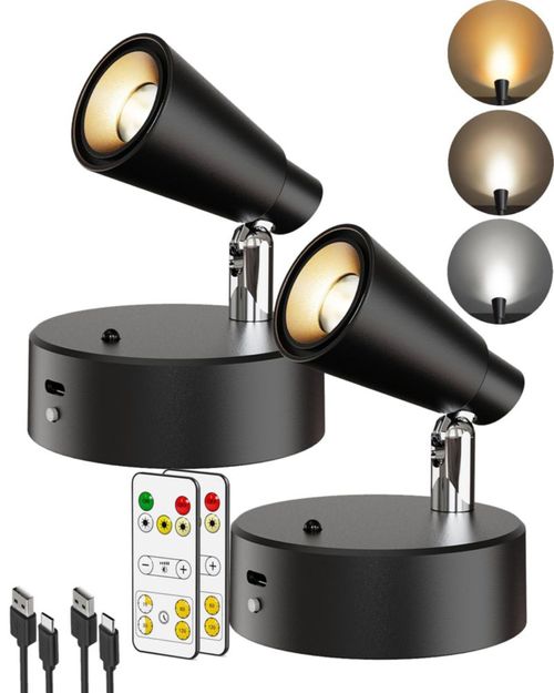 Focos LED LYTARA Recargables Regulables 2 Unidades Negro
