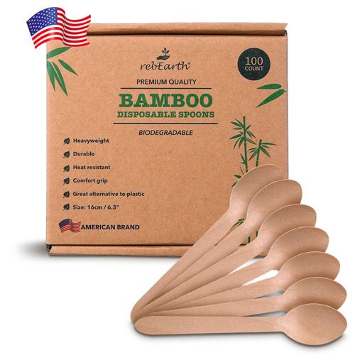 Cucharas desechables de bambú rebEarth 15 cm (paquete de 100)