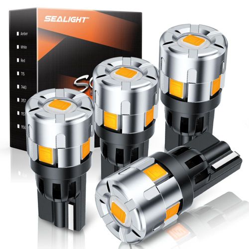 Bombilla LED SEALIGHT 194 T10 2000 K ámbar 600% brillante (paquete de 4)