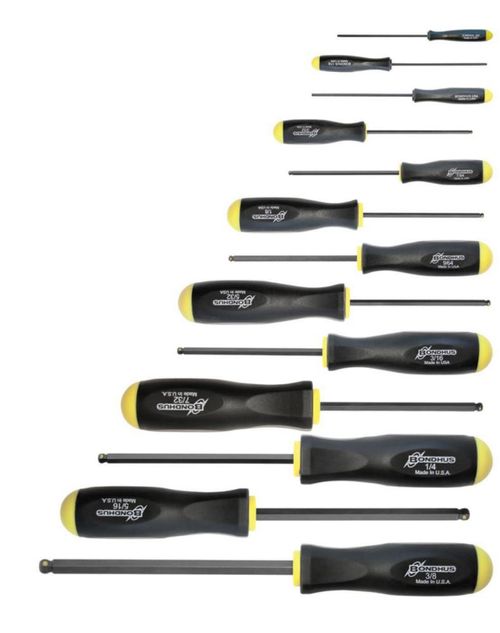Juego de destornilladores de bola Bondhus 13 piezas ProHold .050-3/8"