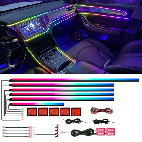 Tira LED para coche HMYC 46 cm RGB con control APP - Kit de 6 piezas