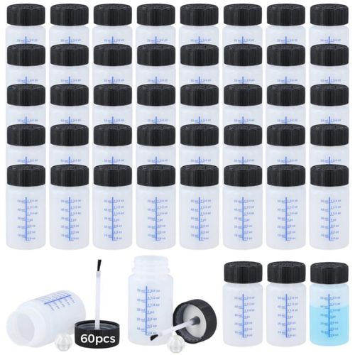Juego de 60 botellas Lnrueg de 60 ml para retoque de pintura con pincel