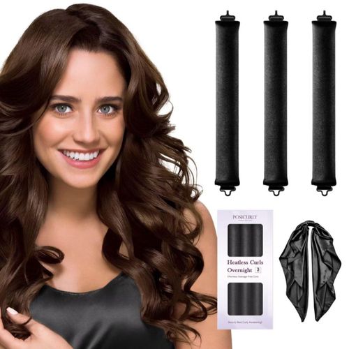Rizador de cabello Posicurly 3 piezas con pañuelo de satén para usar durante la noche