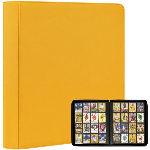 Carpeta de cartas SKYHJK 1024 bolsillos amarilla con cremallera PU