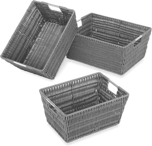 Cesta Whitmor 18 unidades gris grande de almacenamiento tejido