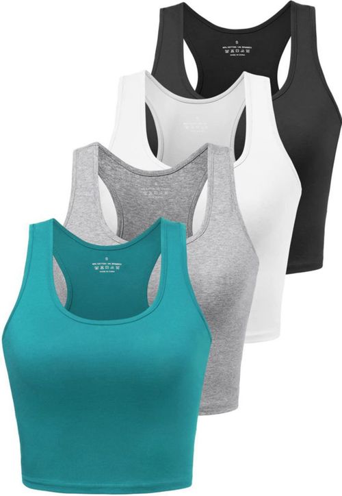 Top corto sin mangas Joviren pack de 4 (algodón y spandex)