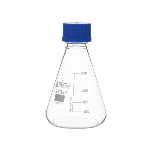 Matraz Erlenmeyer autoclavable EISCO 250 ml de Borosilicato con tapa de rosca